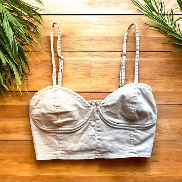 AMUSE SOCIETY Beige Cream Bustier Crop Top – Size M - Picture 1 of 11